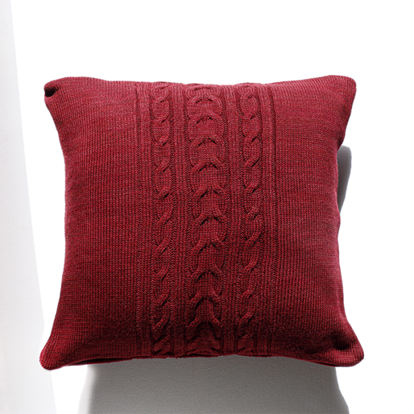 Carmine Red Braided knit Cushion cover