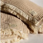 Muslin cotton beige bed throw