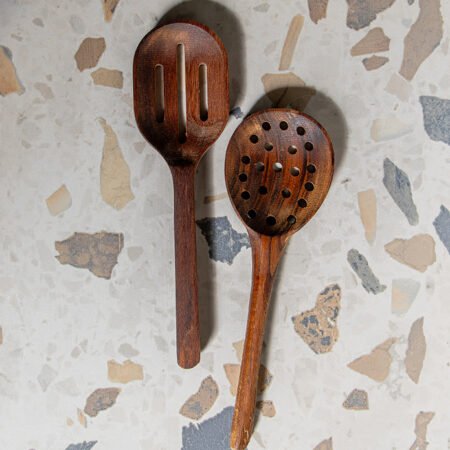 wooden set of serving cutlery