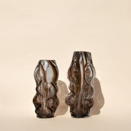 HAND - BLOWN  TREE TRUNK  GLASS VASE