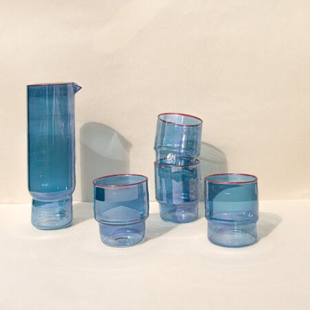 NAVY BLUE BOROSILICATE DRINKING SET