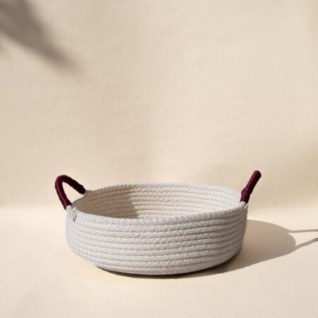 COTTON BASKET WITH COLOURED HANDLE