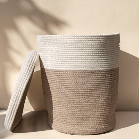 COTTON STORAGE BASKET WITH LID