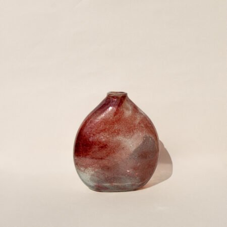 CHERRY RED HAND BLOWN GLASS VASE